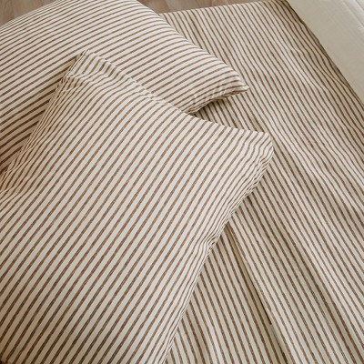 Taupe Striped Twin Microfiber Sheet Set