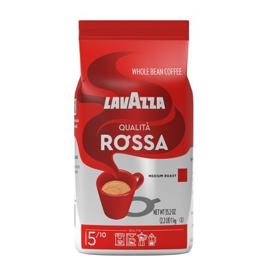 Lavazza Qualità Rossa Whole Bean Coffee, Medium Roast, Arabica and Robusta Blend, 2.2 lb Bag