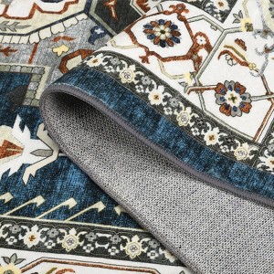 Modern Washable Area Rug for Living Room, Vintage Throw Soft Rug with Non Slip Backing, Low Pile Stain Resistant Indoor Carpet for Home - 1 of 4