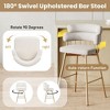 Kumasinova 26" Counter Height Bar Stools Set of 2, 180° Swivel Bar Stools for Kitchen Counter, Modern Upholstered Dining Chairs with Golden Iron Legs - 2 of 4