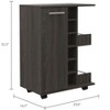 NicBex Mobile Kitchen Island Cart Morden Kitchen Carts on Wheels with Storage, 2 Storage Shelves, 1 Cabinet and 6 Bottle Rack for Kitchen - 3 of 4