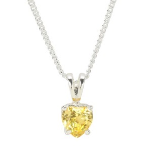 Stay Forever Young November Birthday Girl Yellow Heart Pendant 18 Inch Silver Plated Birthstone Necklace in Jewelry Box - 1 of 3