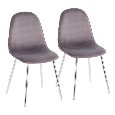 Set of 2 Pebble Contemporary Dining Chairs Chrome/Gray - LumiSource