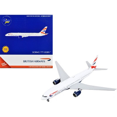 Boeing 777-200ER Commercial Aircraft with Flaps Down White with Tail Stripes 1/400 Diecast Model Airplane by GeminiJets