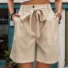Womens Casual Shorts Summer Elastic Waist Tie Front Wide Leg Shorts Pants with Pockets - 2 of 4