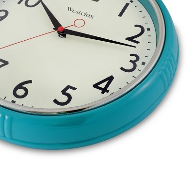 Teal Blue Retro 12" Wall Clock with Chrome Bezel