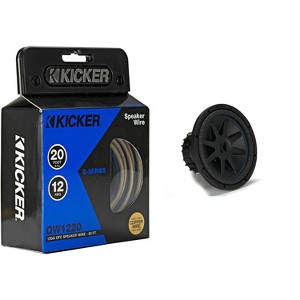 Kicker 50CVX122 CompVX 12-Inch Subwoofer, Dual 2-Ohm & 46QW1220 12AWG 20ft Speaker Wire - 1 of 4