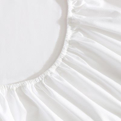 Twin Blue Cotton Percale Embroidered Sheet Set