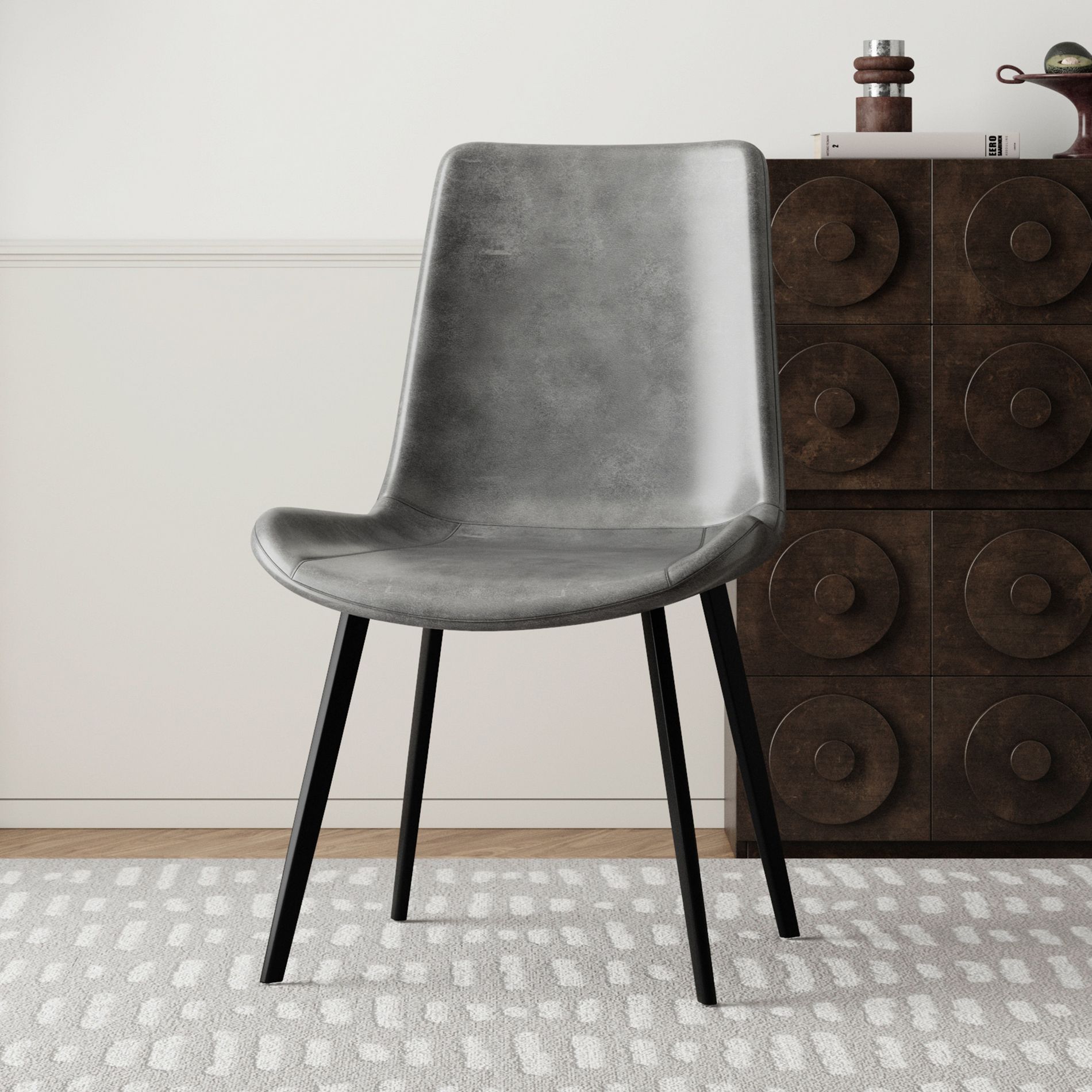 Luck Live Dining Chairs Set of 4 Leather Upholstery Metal Frame