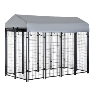 Gsluuk PawHut 8' x 4' x 6' Dog Playpen Outdoor, Dog Kennel Dog Exercise Pen with Lockable Door, Water-resistant Canopy, for Medium and Large Dogs - 1 of 1