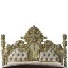 Acme Furniture 92" Eastern King Bed Cabriole Bed Light Gold Synthetic Leather and Gold Finish: Glamorous Upholstered Headboard, Cotton Texture - image 2 of 4