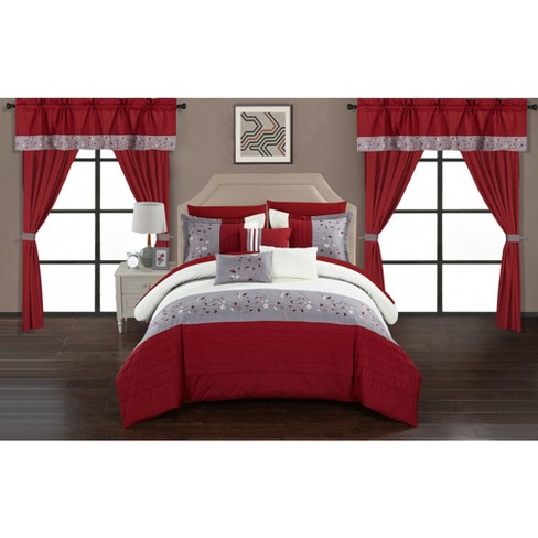 King 20pc Sonjae Bed In A Bag Comforter Set Red Chic Home Target