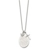 Chisel Stainless Steel Polished French Serenity Prayer with Cubic Zirconia Cross and Angel Pendants on an 18" Plus a 2" Extension Cable Chain Necklace - 3 of 4