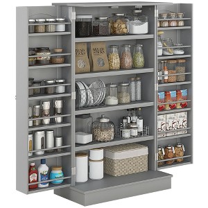 Okak Floor Sideboard Cabinet 48.5" Kitchen Pantry Farmhousewith 2 Adjustable Shelves and 4 Beadboard Doors - 1 of 4