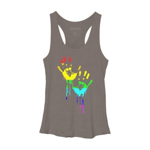 Adult Design By Humans Flag Rainbow Pride Hands By Avocato Racerback Tank Top - 1 of 2