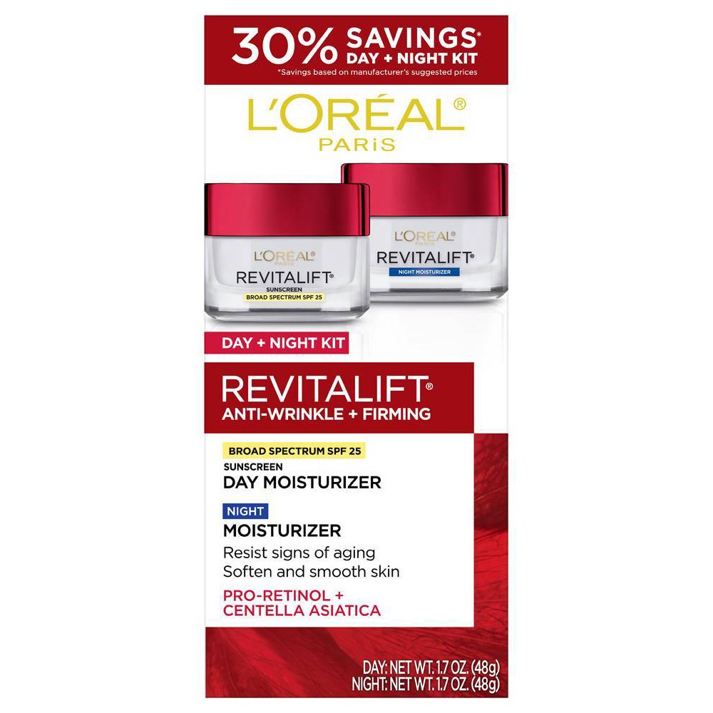 Photos - Cream / Lotion LOreal L'Oreal Paris Revitalift Anti-Wrinkle Skincare Kit - 3.4 fl oz/2pk each 