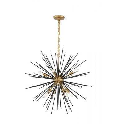 Elegant Lighting Timber 8 light Brass and Black pendant