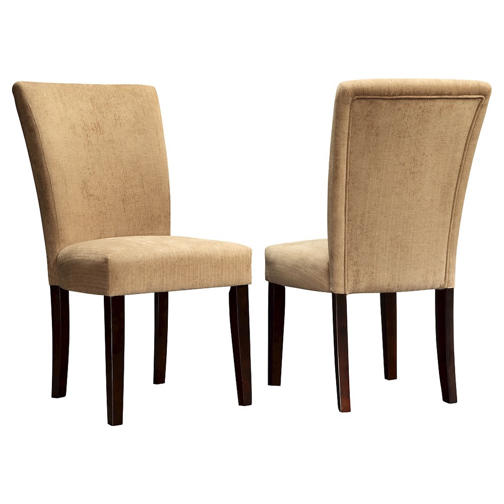 Photos - Chair Set of 2 Amity Parson Dining  Wood Camel Chenille - Inspire Q