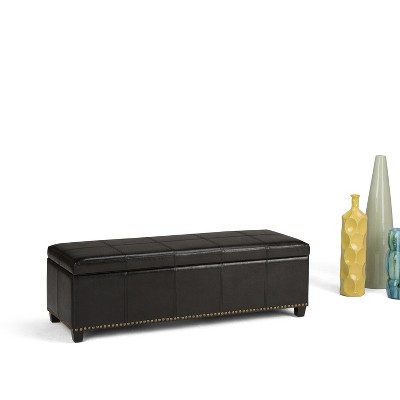 NicBex 47.6" Storage Bench Rectangle Ottoman with Storage Faux Leather Nail Head Trim Bench for Bedroom, Entryway