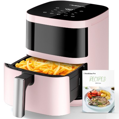 Beelicious 8-in-1 4QT Air Fryer, 450°F Compact Airfryer with Viewing Window, Shake Reminder, Flavor-Lock Tech, Dishwasher-Safe, for 1-3 People,Pink