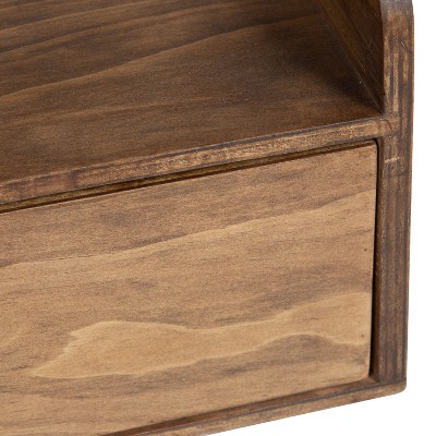 Rustic Farmhouse Medium Brown Wood Floating Console with Storage