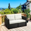 2 Piece Patio Wicker Corner Sofa Set, Outdoor PE Rattan Furniture, with Curved Armrests and Padded Cushions for Balcony, Garden, or Lawn - 2 of 4