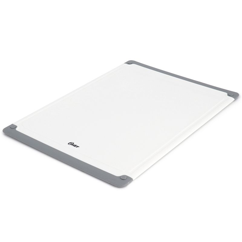 Oster Bergen 17x12 Inch Rectangular Plastic Cutting Board in White with Non-Slip Feet, 3 of 7