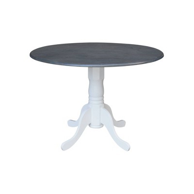 Heather Gray & White 42" Round Wood Extendable Dining Table