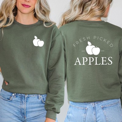 Simply Sage Market Women's Graphic Sweatshirt Fresh Picked Apples Front and Back