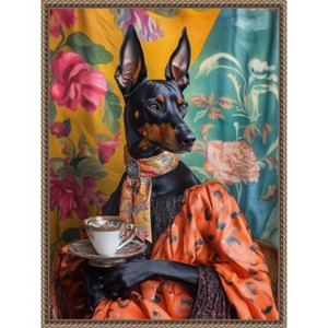 Amanti Art The Tea Connoisseur Doberman by Mowzu  Framed Canvas Wall Art - 1 of 4