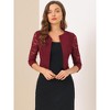 INSPIRE CHIC Women's Work Floral 3/4 Lace Trim Sleeves Open Front Bolero Shrug - 4 of 4