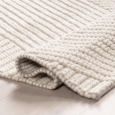 Ivory Geometric Wool 8' x 10' Rectangular Area Rug