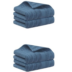 Unique Bargains Bathroom Cotton Stripe Pattern Soft Comfortable Hand Towels 4 Pcs 14" x 30" - 1 of 4