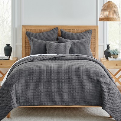 Charcoal Cotton Waffle Euro Sham Set of 2