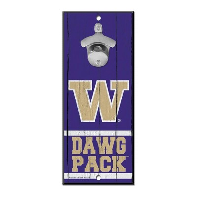 NCAA Washington Huskies 11"x5" Bottle Opener Wood Sign