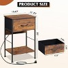 GALAXHERO Nightstand with Charging Station, 25" Bedside Table with Fabric Drawer and Open Shelf, 2-Tier Small End Table for Bedroom - 3 of 4