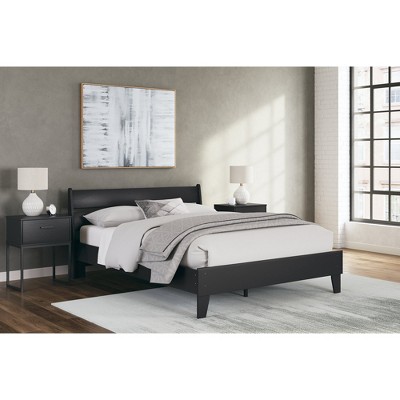 Black Wood Contemporary Queen Platform Headboard