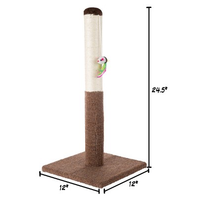 24.5" Brown Sisal and Carpet Cat Scratching Post with Toy