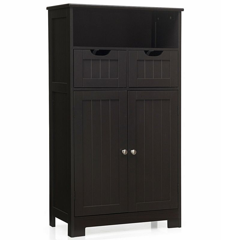 Costway Bathroom Floor Cabinet Wooden Storage Organizer w/Drawer Doors, 1 of 11
