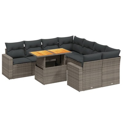 vidaXL Garden Sofa Set Grey