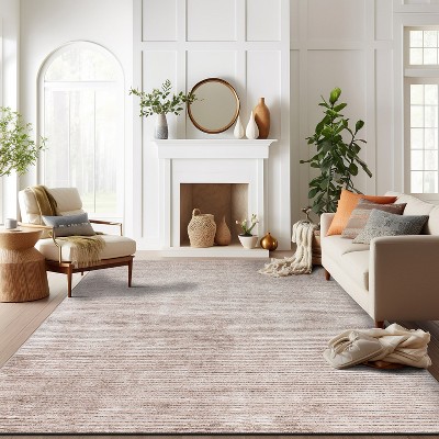 Beige Stripe Synthetic Flat Woven 10' x 14' Area Rug