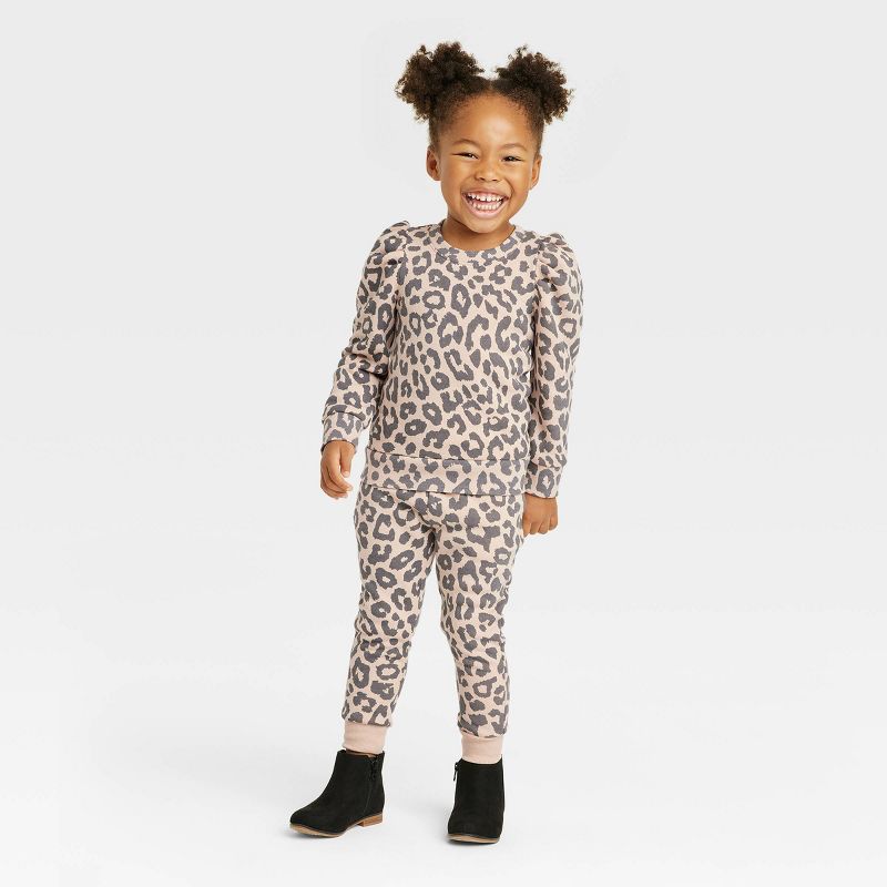 Grayson Mini Toddler Girls&#39; Leopard Drawcord Jogger Pants - Brown 3T, 3 of 4