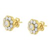 14K Yellow Gold Plated Silver 1/6 Cttw Diamond Floral Stud Earrings - 4 of 4