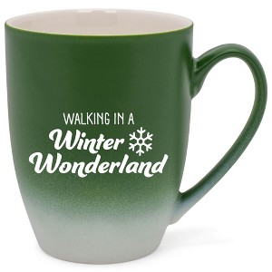 Elanze Designs Walking In A Winter Wonderland Two Toned Ombre Matte Green and White 12 ounce Ceramic Stoneware Coffee Cup Mug - 1 of 4