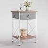 VECELO Modern X-Design Nightstand, End/Side Table with Fabric Drawer & Open Storage Shelves for Bedroom or Living Room, Brown - 3 of 4
