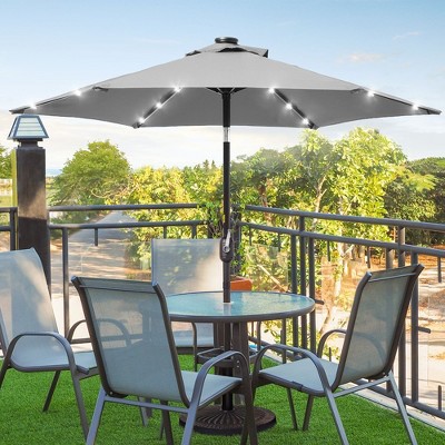 Sonkuki 7.5 ft Outdoor LED Solar Lighted Patio Market Umbrella w/ Push Button Tilt