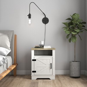 Bella Depot 18.78'' Farmhouse Nightstand, Beside Table with Barn Door, Modern End Side Table with Storage for Bedroo - 1 of 4