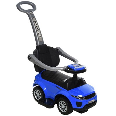 Aosom Blue 3 In 1 Ride on Push Cars for Toddlers with Horn Music Light Function