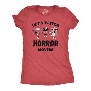 Womens Lets Watch Horror Movies T Shirt Funny Scary Scary Film Lovers Tee For Ladies - Crazy Dog Women's T Shirt - 1 of 4