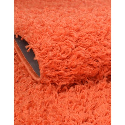 Tiger Orange 10'x13' Plush Rectangular Synthetic Shag Rug